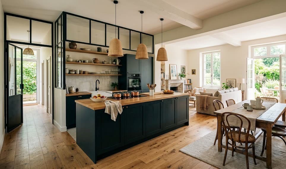 Exemple de rénovation de cuisine et salon